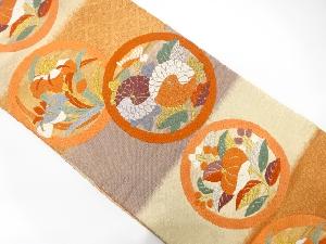 佐賀錦　丸に菊・橘・菖蒲模様織り出し　袋帯